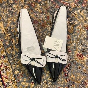 Zara Black Heels with Bow Accent